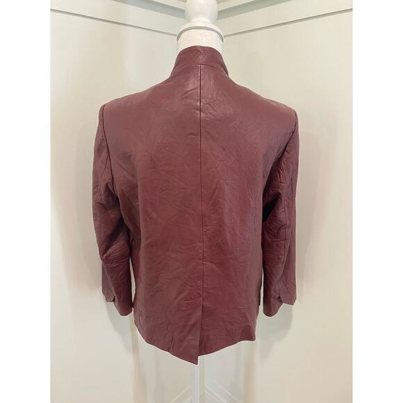 Zadig & Voltaire Verys Creased Leather Jacket in Burgundy - Picture 10 of 14